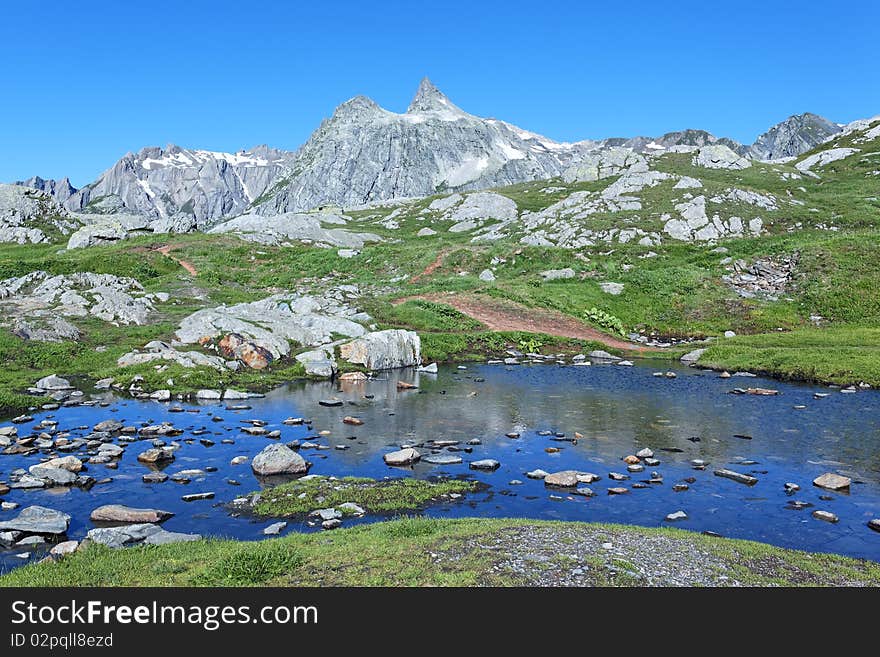 Lake in french mountain in summer. Lake in french mountain in summer