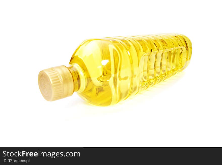 Bottle of sunflower oil isolated on white background