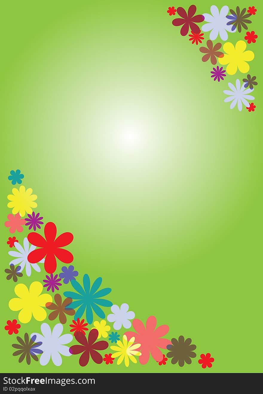 Vertical green background with flowers. Vertical green background with flowers