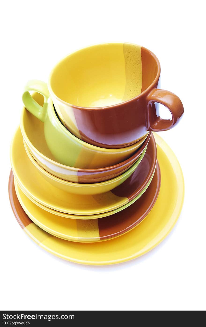 Pile of dishes isolated on a white background