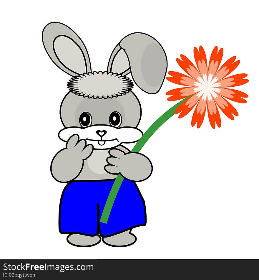 Nice hare with flower