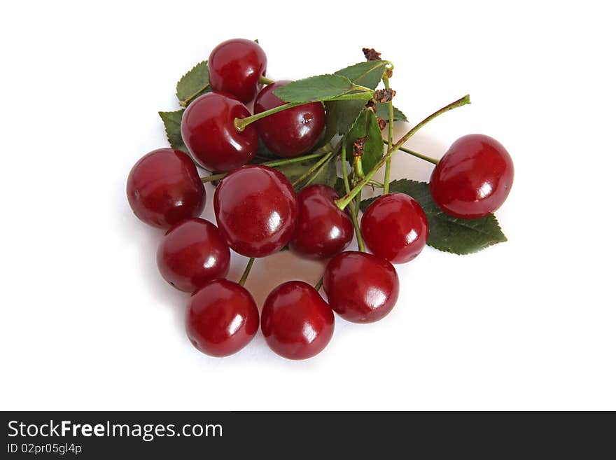 Sweet cherries isolated on white