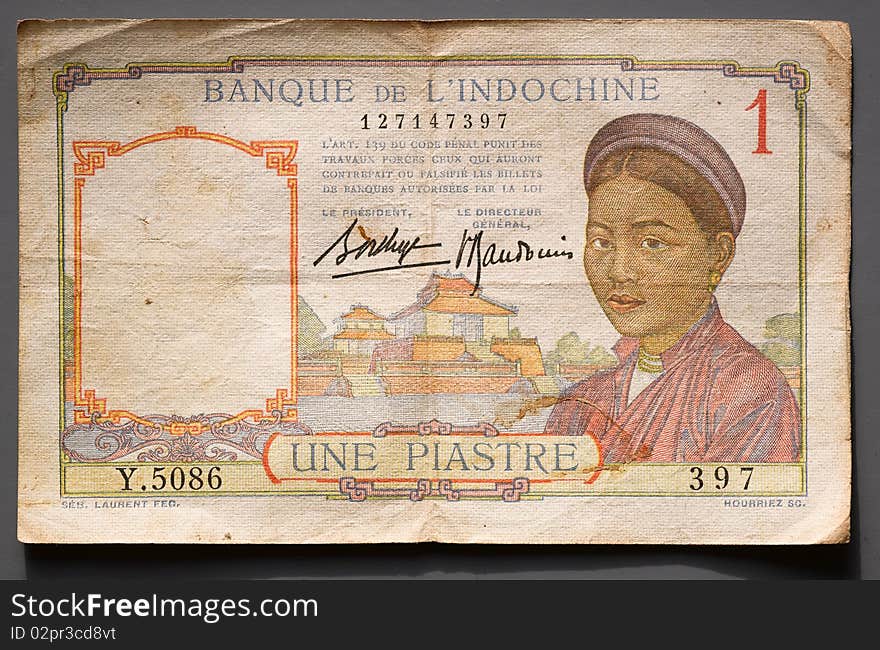 Old one french indochine piastre