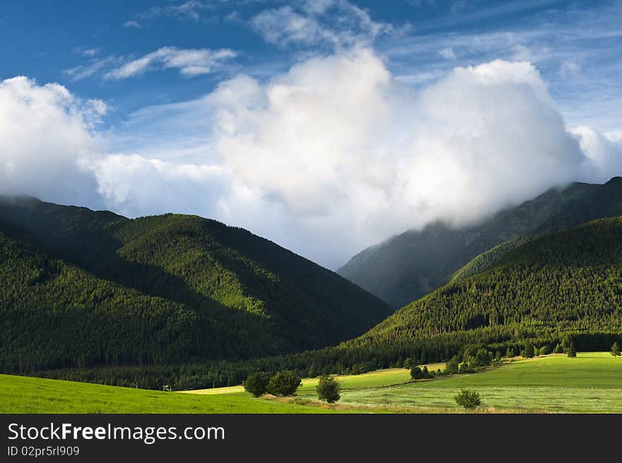 Clouds over mountains