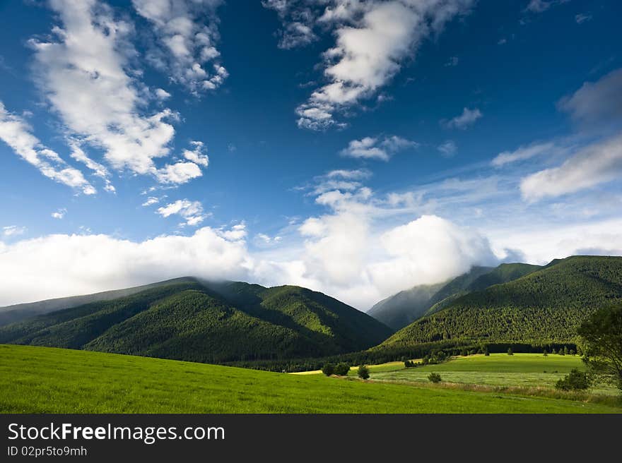 Clouds over mountains