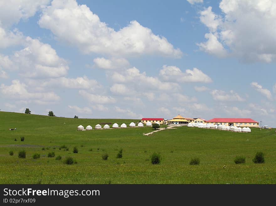 Beautiful landscape in grassland of Mongolia.