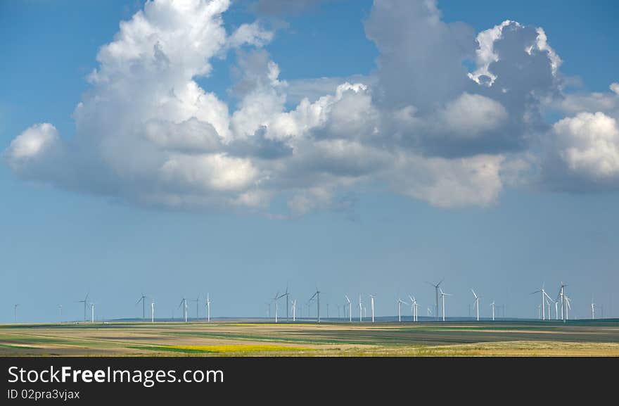 Eolian field and blue sky