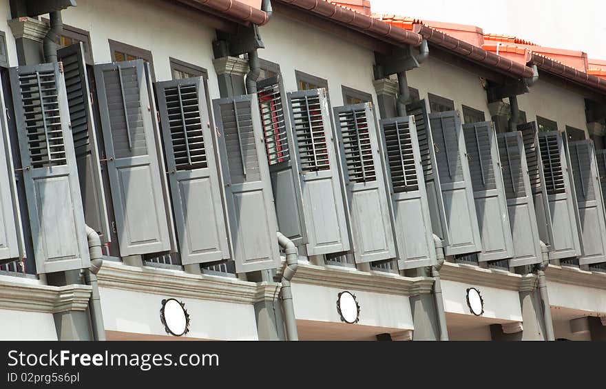 A stretch of steps wooden windows. A stretch of steps wooden windows