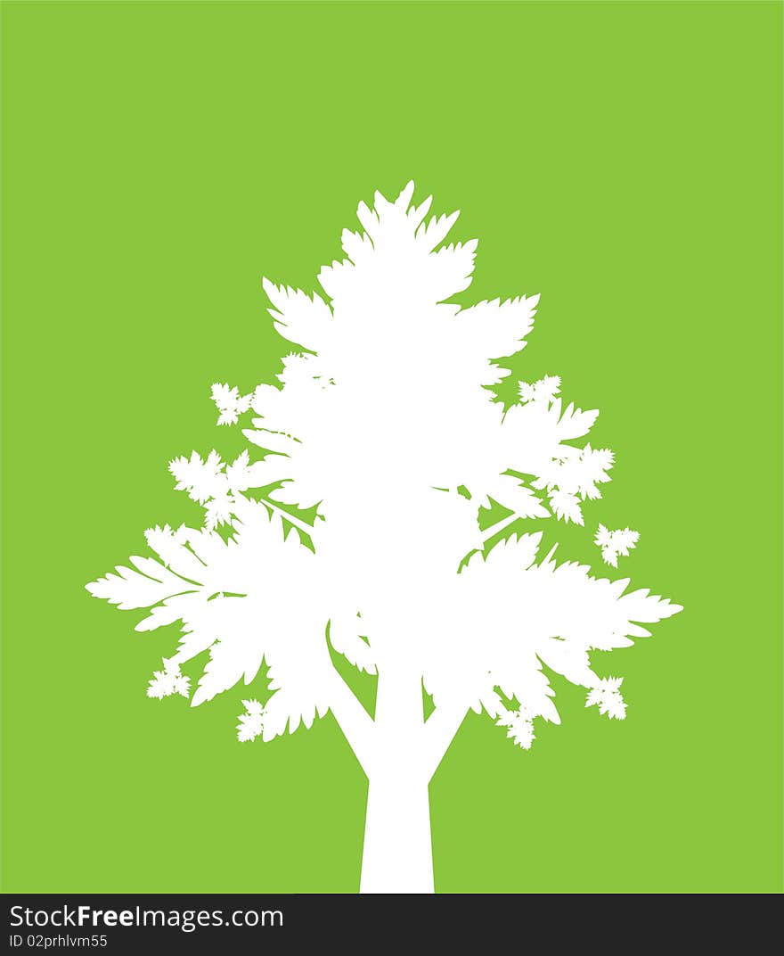 Abstract tree in white and green colors, symbol of nature