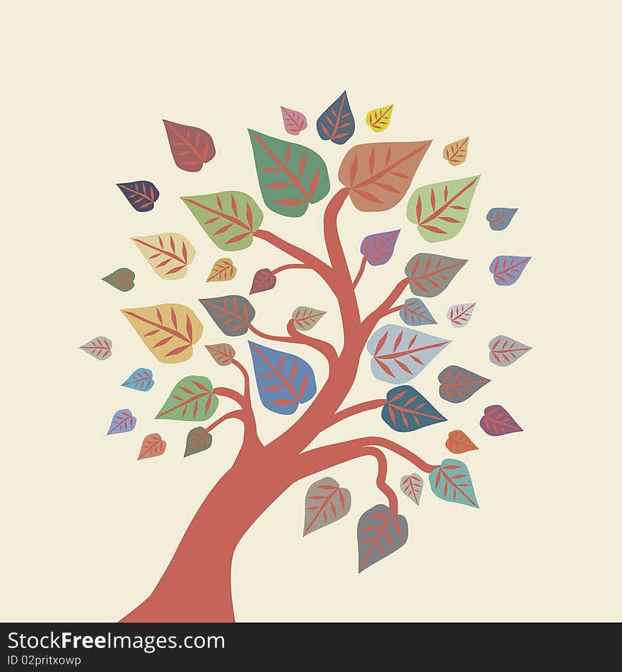 Abstract multicolor tree, symbol of nature