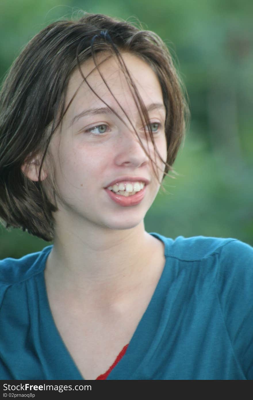 Windblown hair