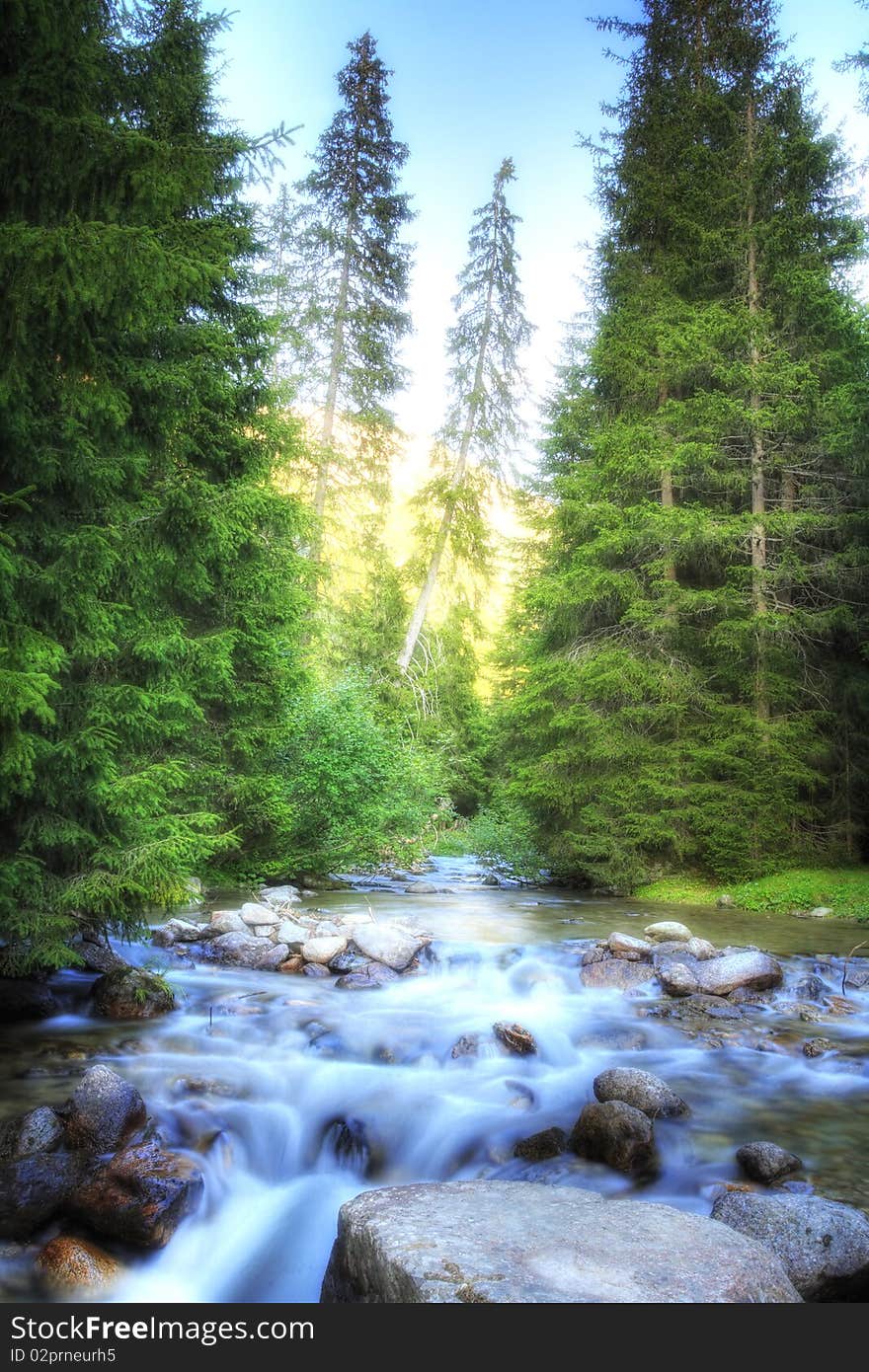 Small alpine river in the heart of europe