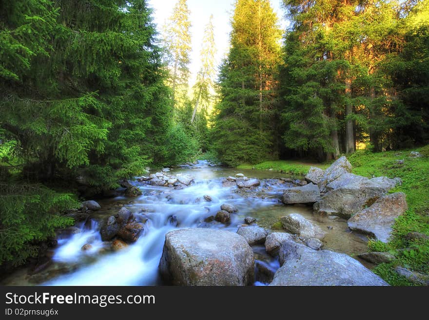 Small alpine river in the heart of europe