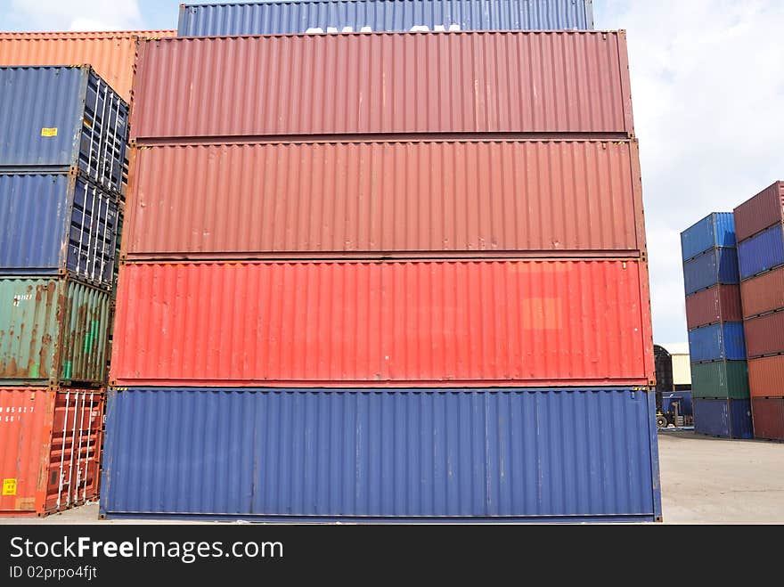 Stack of freight containers at the docks