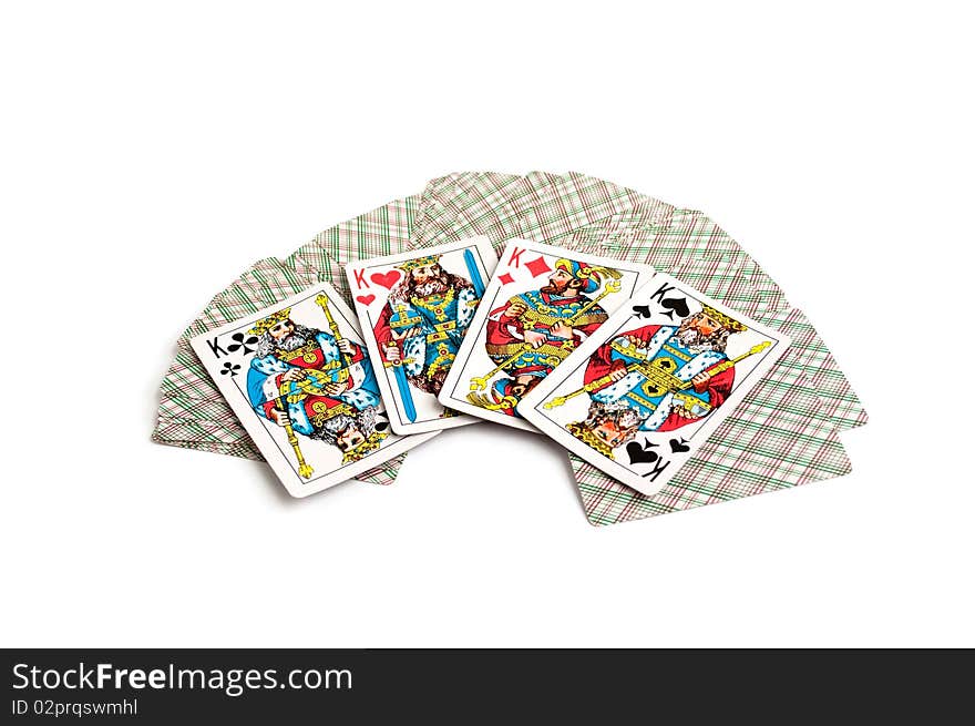 Playing cards on a white background