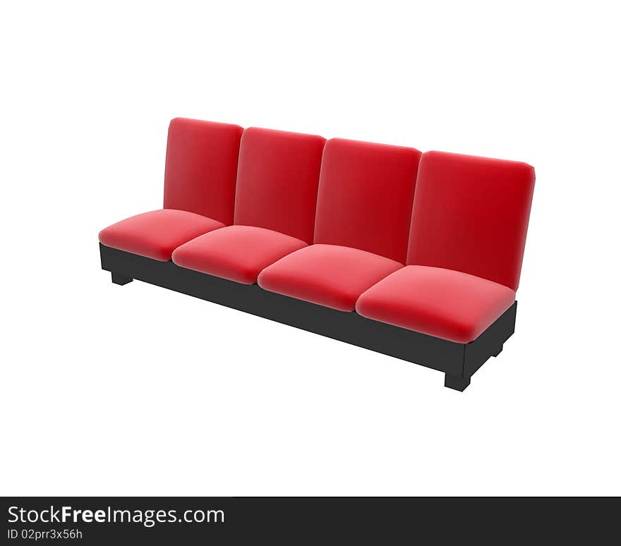 Red sofa isolated on white