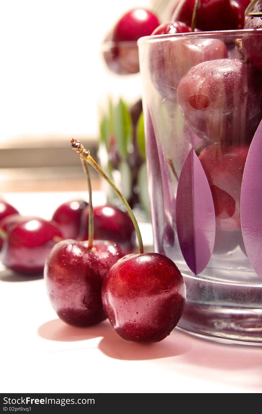 Still life with tasty cherries