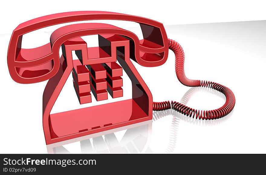 3d image of red telephone