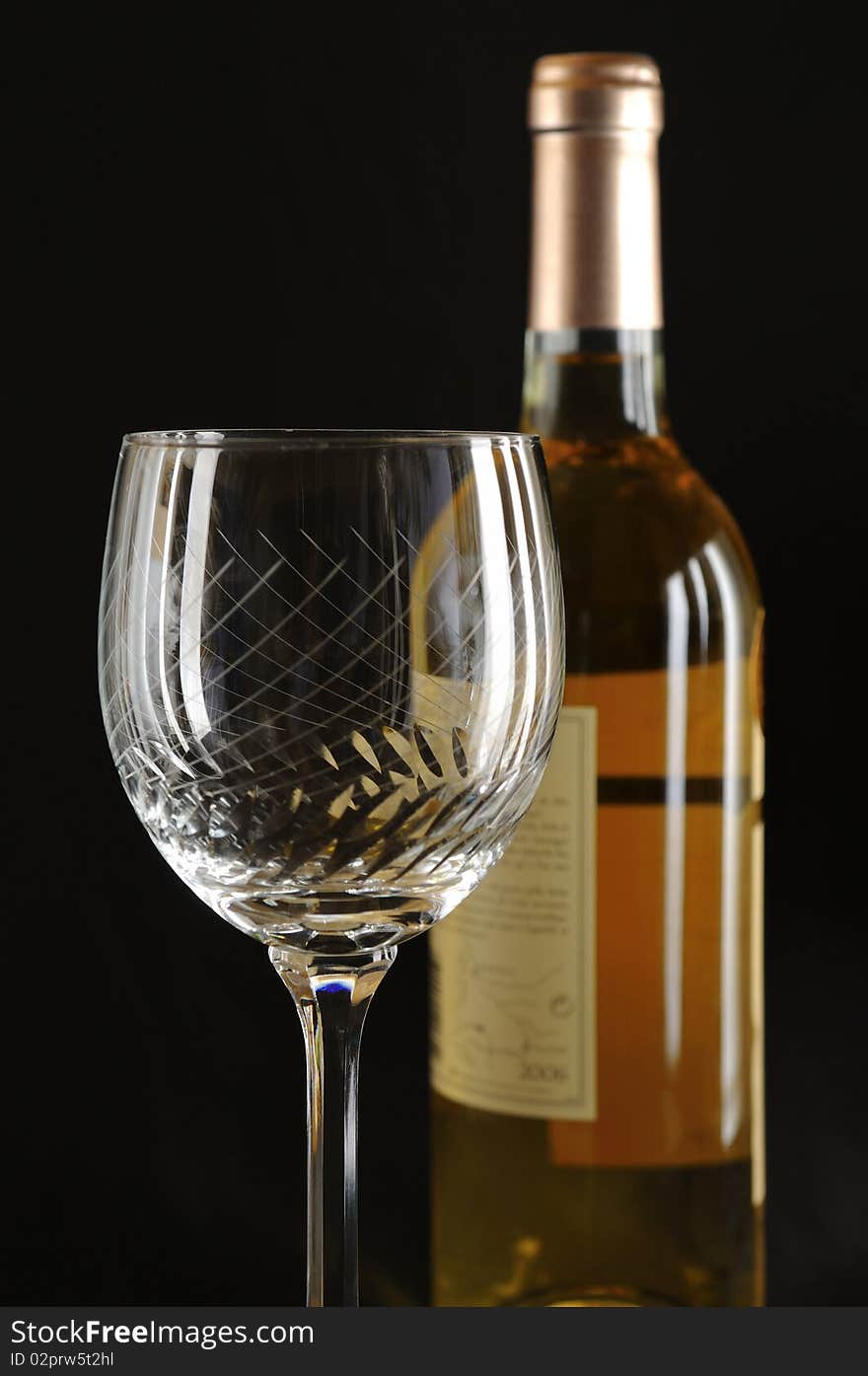 Bottle and glass quality white wine