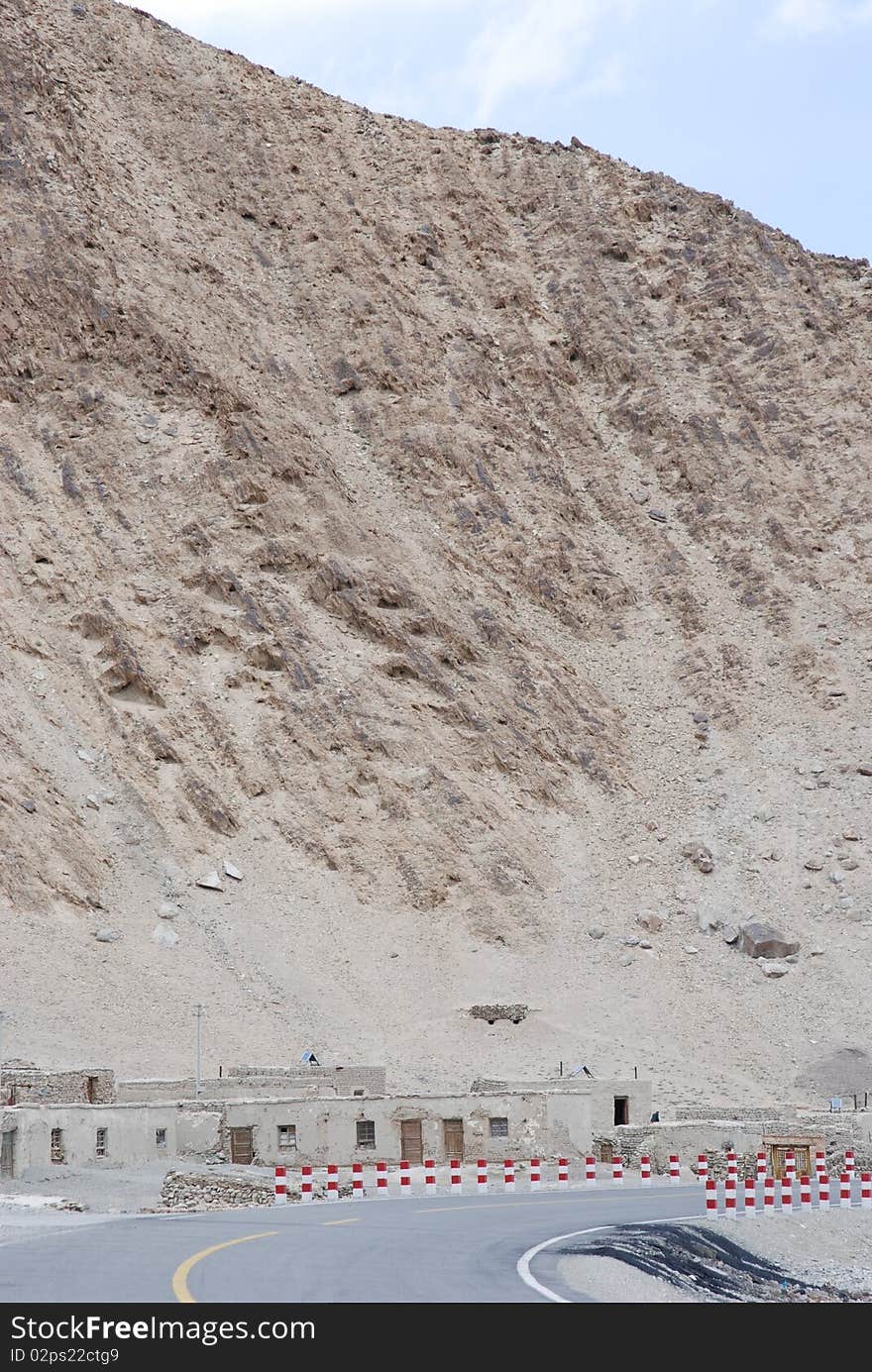 Hillside village in Xinjiang of China. Hillside village in Xinjiang of China