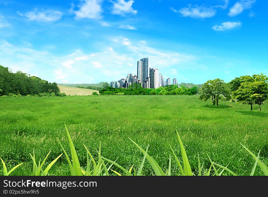 Beautiful landscape and skyscraper in city