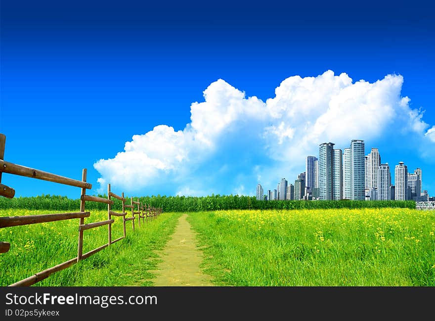 Beautiful landscape and skyscraper in city