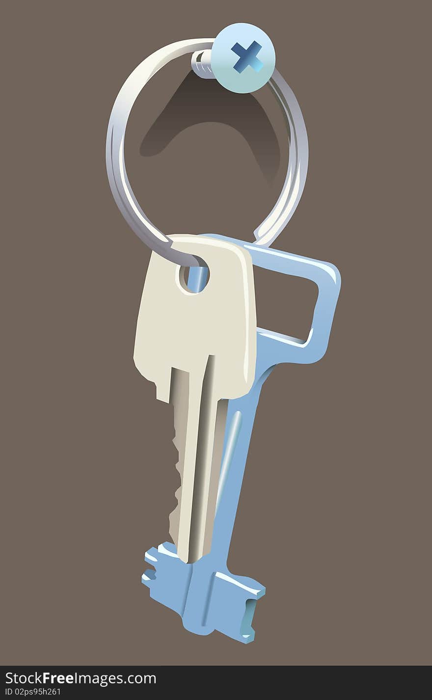 Pair of keys on wall. Vector