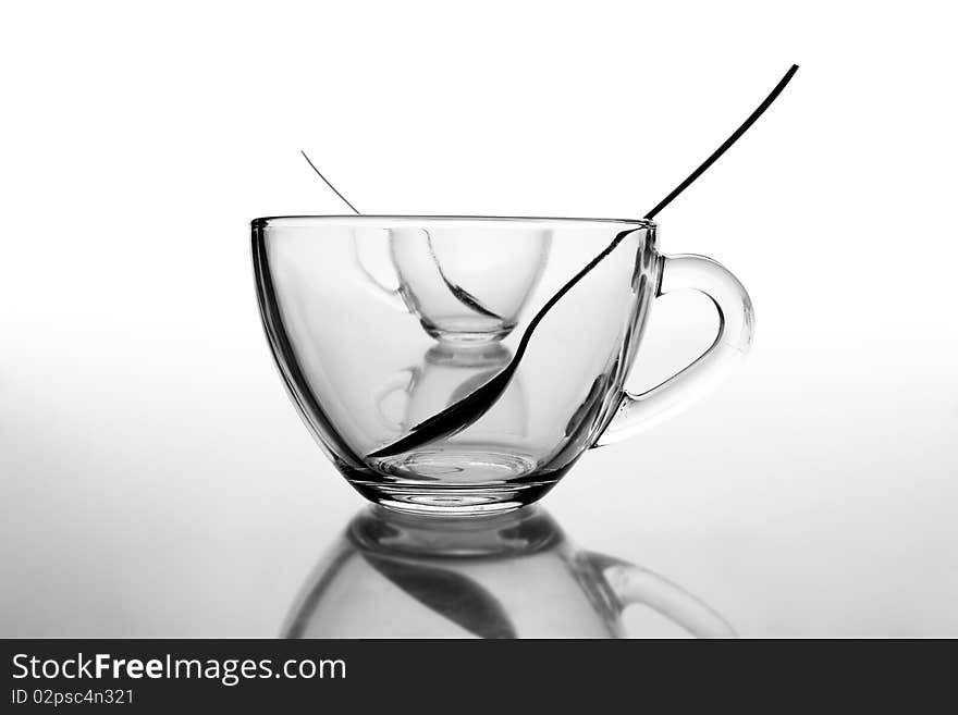 2 glass tea cups with reflection on white at 10Mps. 2 glass tea cups with reflection on white at 10Mps