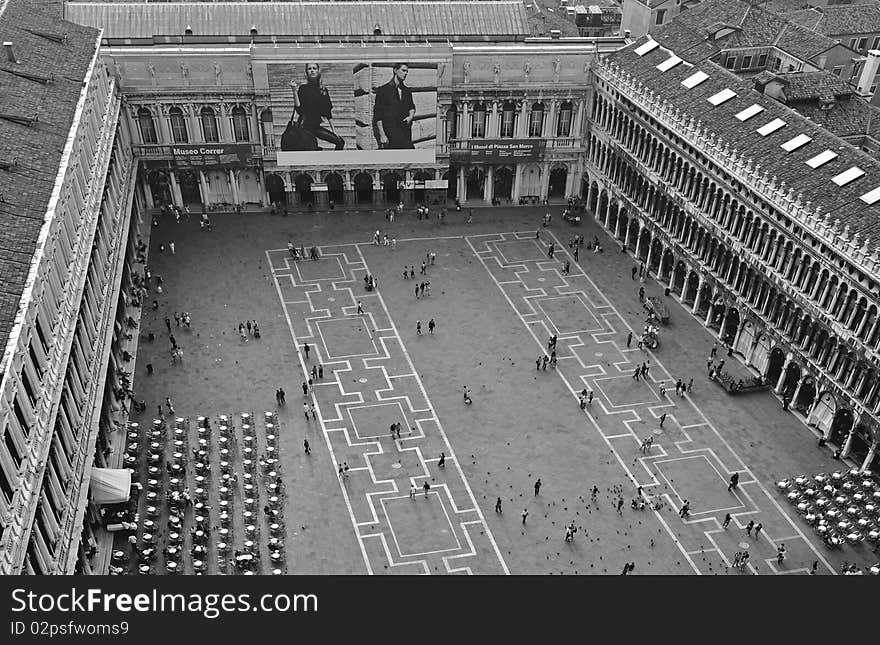 Piazza San Marco, view from the tower in Venice.