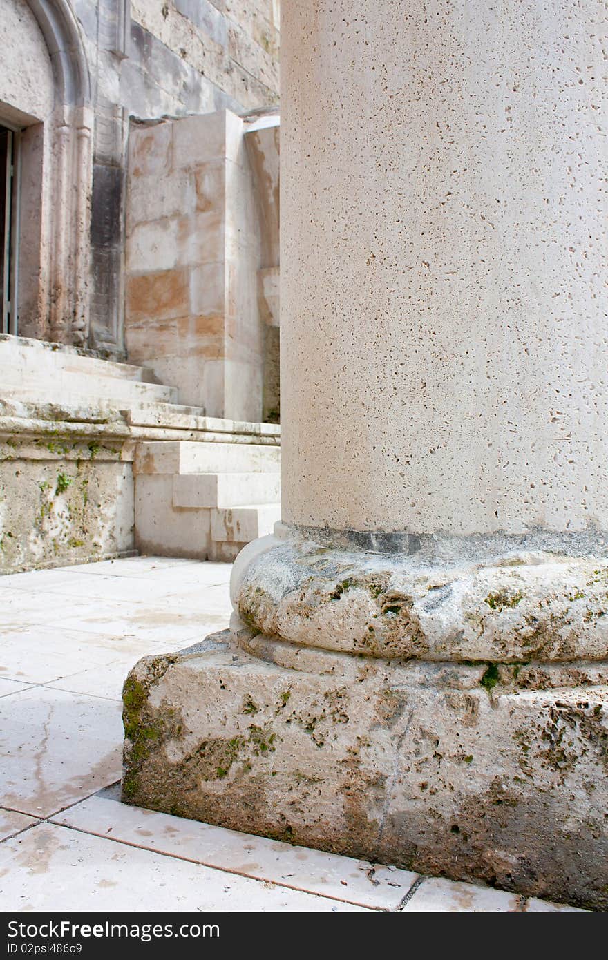 Photo of pillar in monastery in Armenia