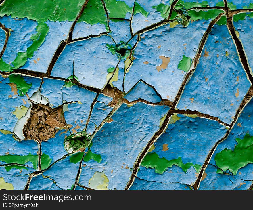 Old cracked blue paint for the background