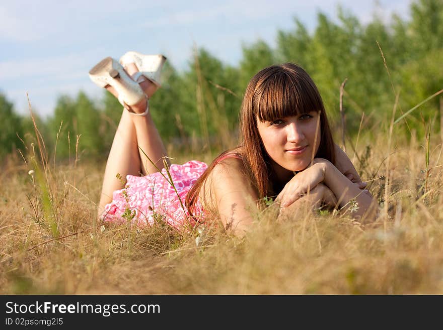 Portraits of beautiful girl in nature. Portraits of beautiful girl in nature