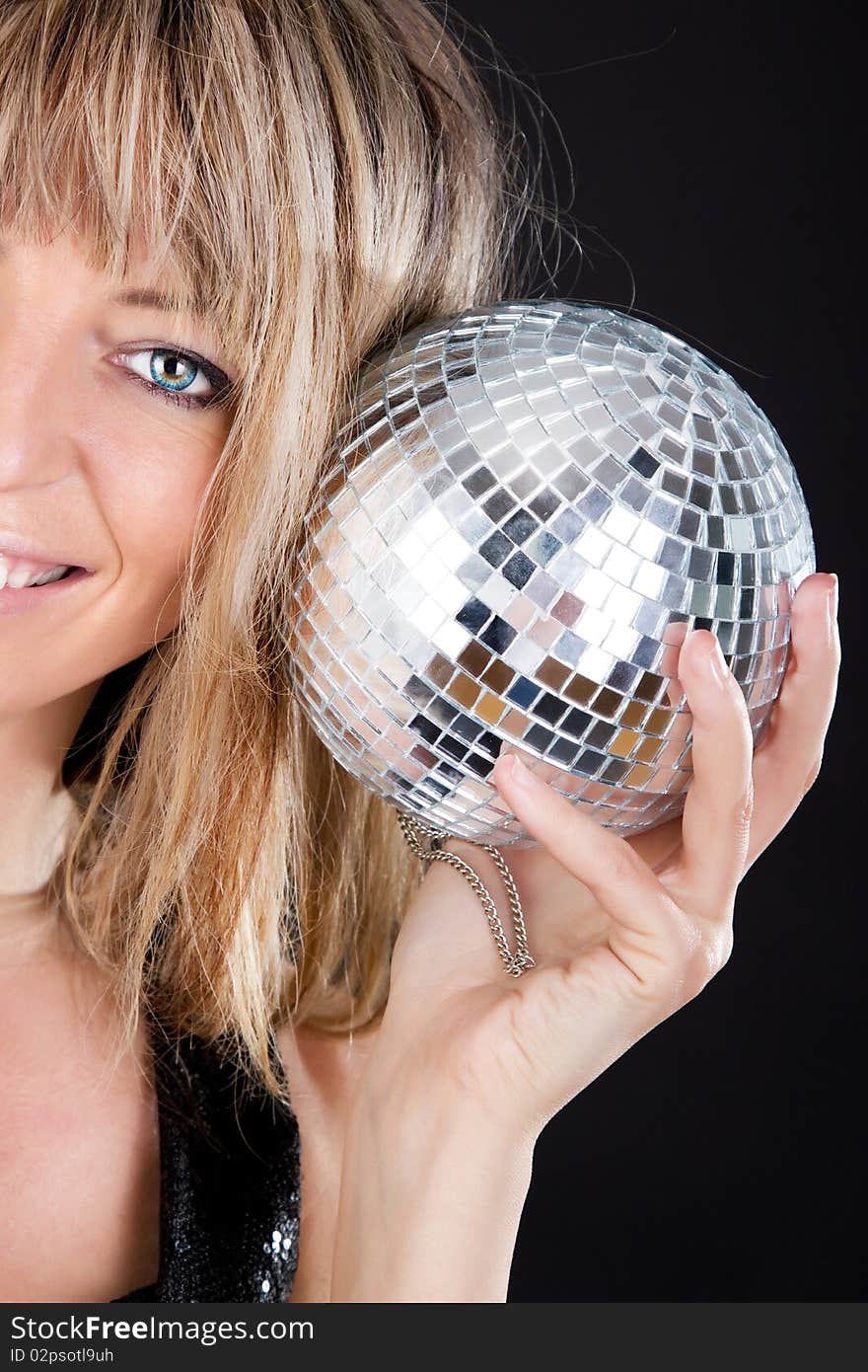 Picture of girl and shining sphere. Picture of girl and shining sphere