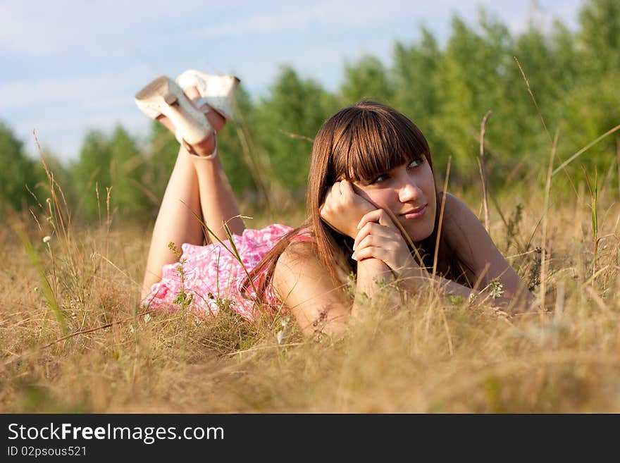 Portraits of beautiful girl in nature. Portraits of beautiful girl in nature