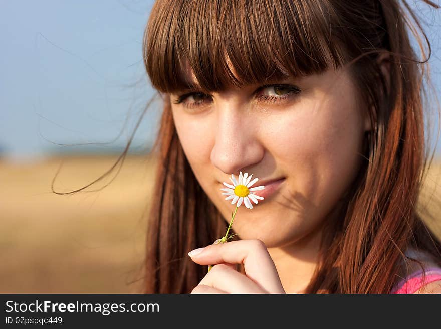 Portraits of beautiful girl in nature. Portraits of beautiful girl in nature