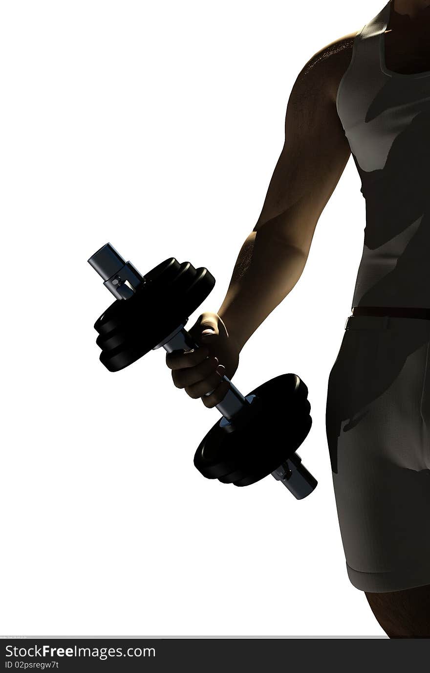 Silhouette figure of a man with dumbbells. Silhouette figure of a man with dumbbells