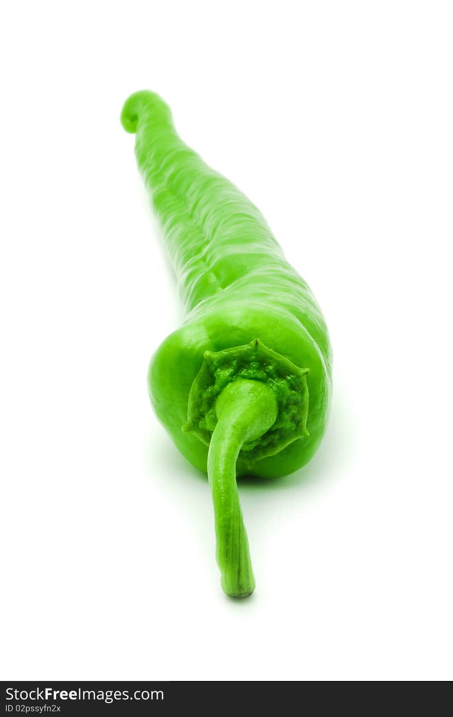 Green hot pepper isolated on white