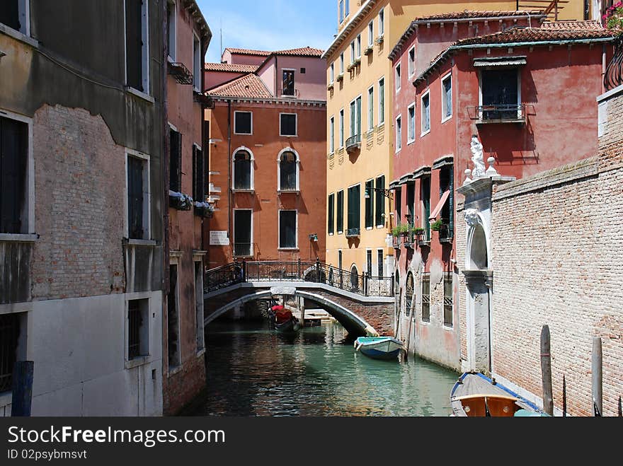 The streets of venice in the summer