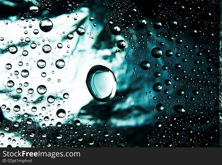 Many little water drops on the glass(black, white). Many little water drops on the glass(black, white)