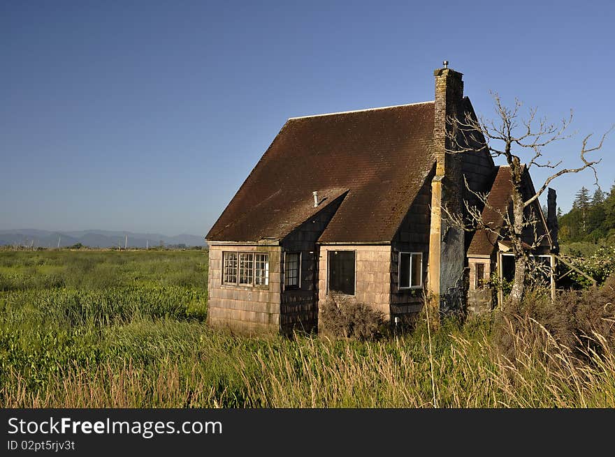 Old abandoned homestead in a marshy area along the Columbia River. Old abandoned homestead in a marshy area along the Columbia River.