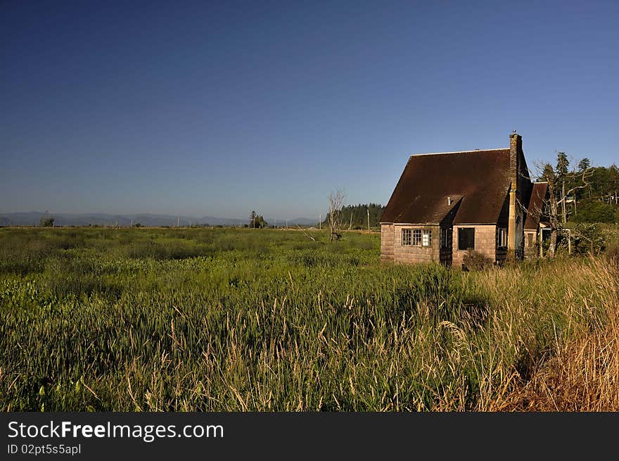 Old abandoned homestead in a marshy area along the Columbia River. Old abandoned homestead in a marshy area along the Columbia River.