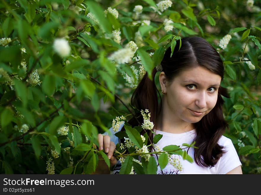 Summer girl on a background of grass