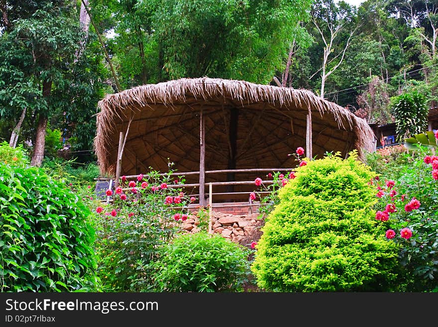 Thai hill-tribe style hut on Doi Pui of Doi suthep mountain, Chiang Mai. Thailand.