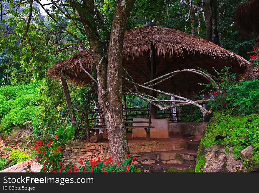 Thai hill-tribe style hut on Doi Pui of Doi suthep mountain, Chiang Mai. Thailand.