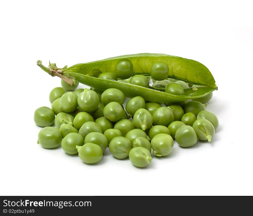 Green pea isolated on white background