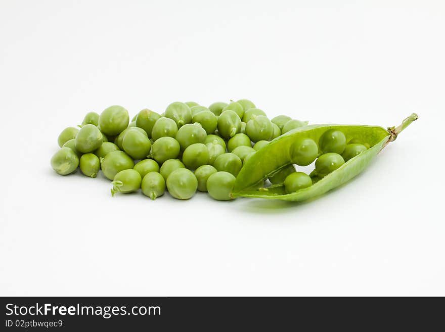 Green pea isolated on white background