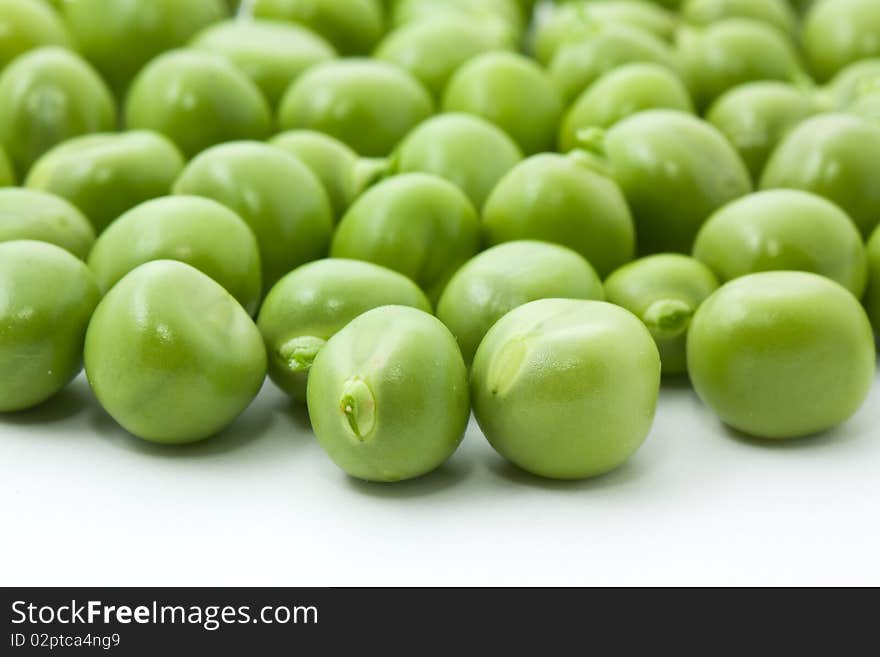 Green pea isolated on white background