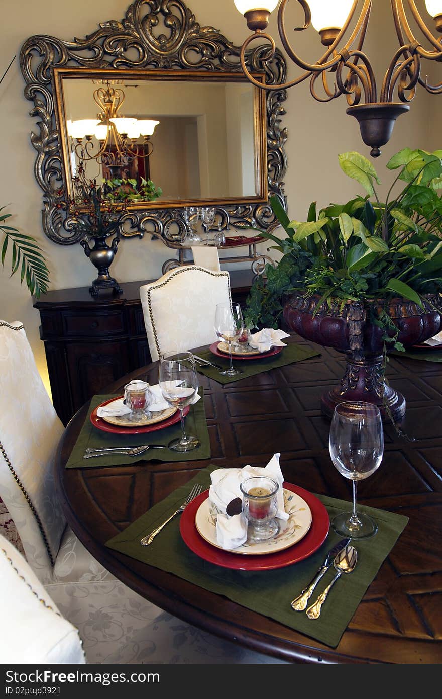 Festive dining table with luxurious tableware and decor. Festive dining table with luxurious tableware and decor.