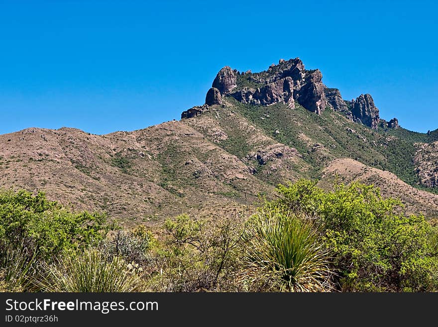 Mountain with clear blue