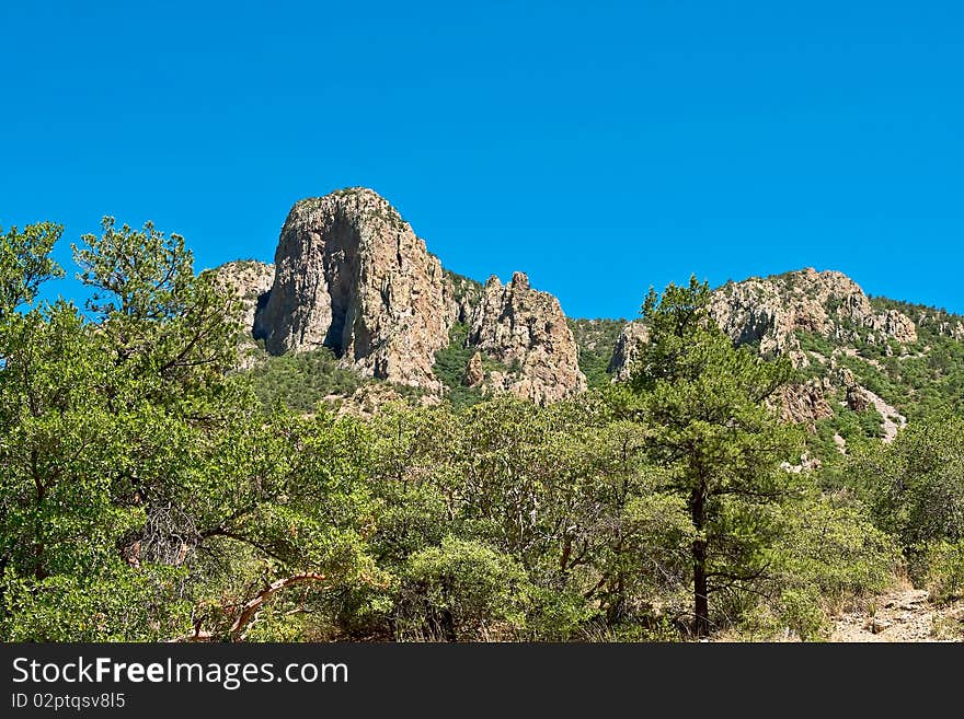 Mountain with clear blue sky